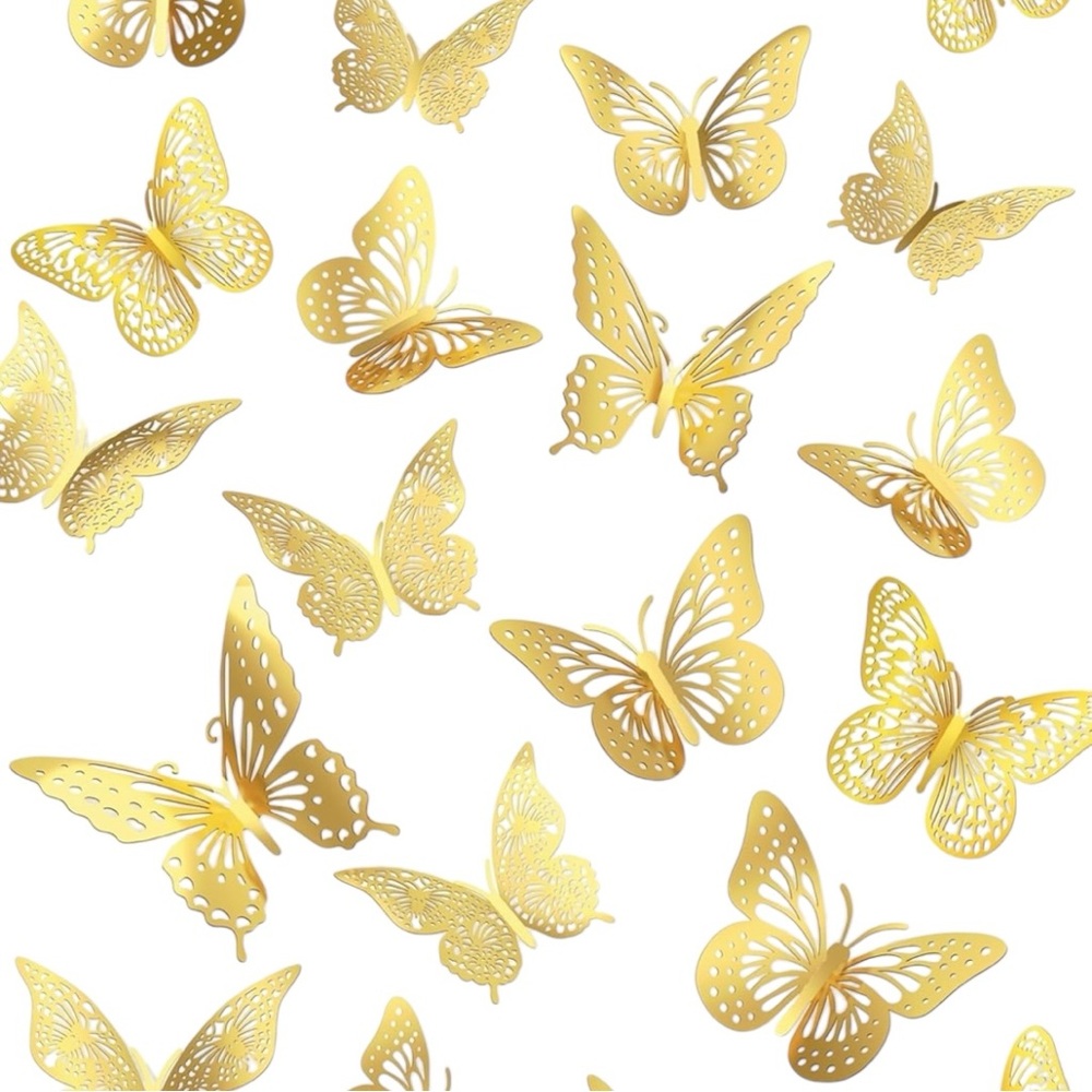 6 DECOR, RANDOM BUTTERFLIES 🪢 GOLD IN 4 DIFFERENT STYLES/SIZES